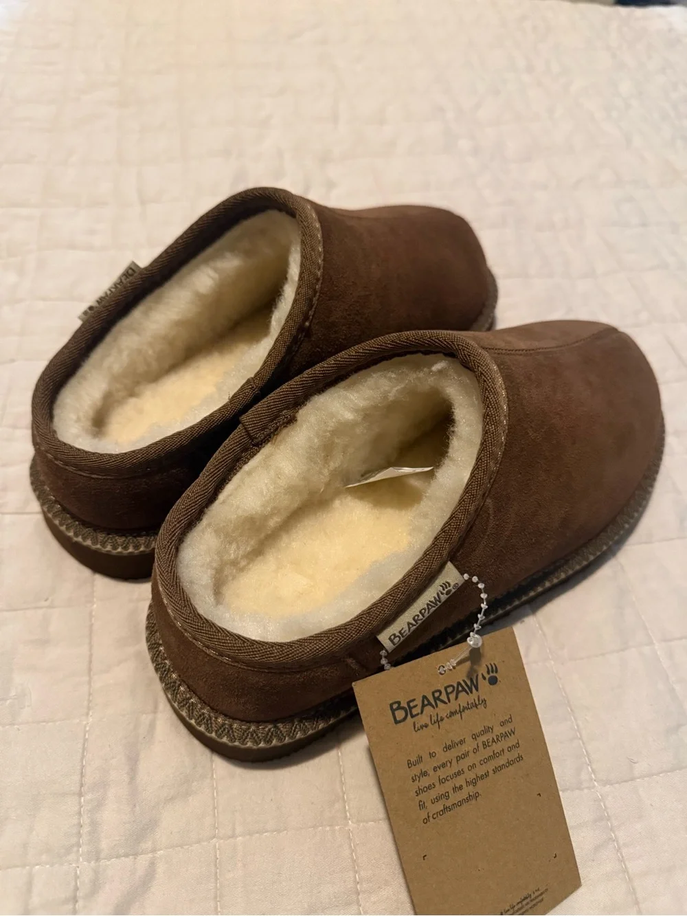 BearPaw Kids Chestnut Brown Slip-On Faux Shearling Slippers